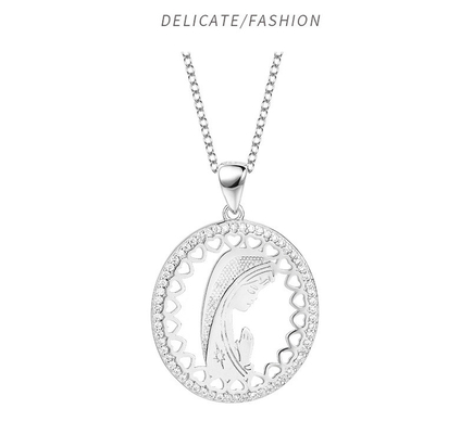 Simple Style 925 Sterling Silver Virgin Mary Prayer Necklace for European and American