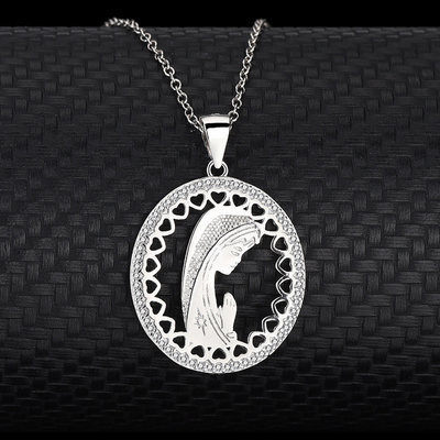 Simple Style 925 Sterling Silver Virgin Mary Prayer Necklace for European and American