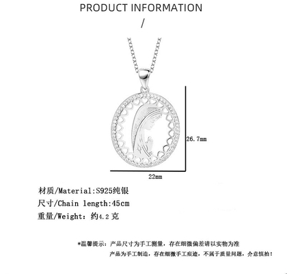Simple Style 925 Sterling Silver Virgin Mary Prayer Necklace for European and American