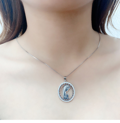 Simple Style 925 Sterling Silver Virgin Mary Prayer Necklace for European and American