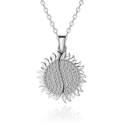 S925 Sterling Silver Sunflower Pendant Necklace for European Style and Customized Name