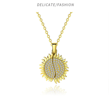 S925 Sterling Silver Sunflower Pendant Necklace for European Style and Customized Name