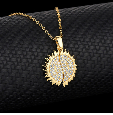 S925 Sterling Silver Sunflower Pendant Necklace for European Style and Customized Name