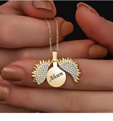 S925 Sterling Silver Sunflower Pendant Necklace for European Style and Customized Name