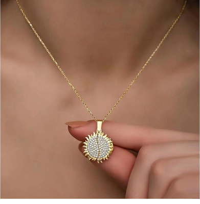 S925 Sterling Silver Sunflower Pendant Necklace for European Style and Customized Name