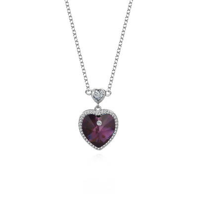 Heart-Shaped Crystal Necklace for Women Simple Style S925 Sterling Silver Grade Jewelry