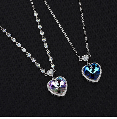 Heart-Shaped Crystal Necklace for Women Simple Style S925 Sterling Silver Grade Jewelry