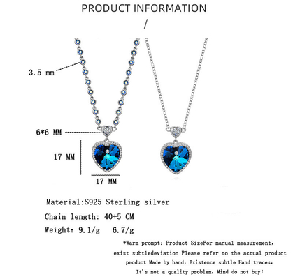 Heart-Shaped Crystal Necklace for Women Simple Style S925 Sterling Silver Grade Jewelry