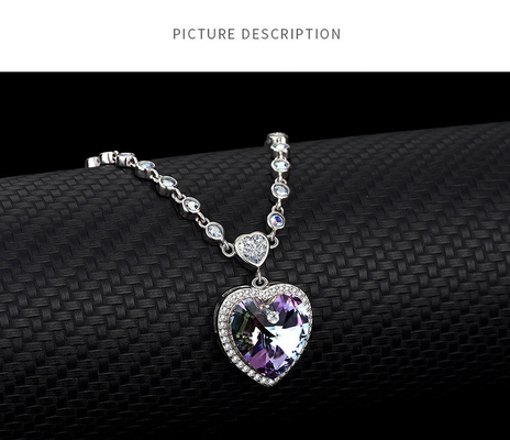 Heart-Shaped Crystal Necklace for Women Simple Style S925 Sterling Silver Grade Jewelry
