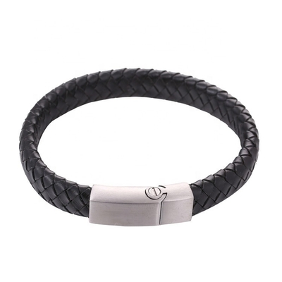 Stainless Steel God Bless Memorial Urn Bracelet Genuine Leather Cremation Ashes Keepsake