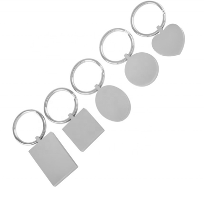 DIY Engraving Stainless Steel Key Chain Blank Rectangle/Square/Round/Oval/Heart Shape