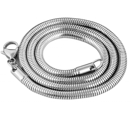 Stainless Steel Round Snake Chain Pendant Necklace for Men Women Long-Lasting Jewelry