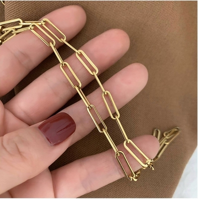 18K Gold Coated Stainless Steel BAMBOO Chain Necklace for European Korea Japan Women