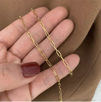 18K Gold Coated Stainless Steel BAMBOO Chain Necklace for European Korea Japan Women