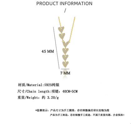 Women's Niche Design Geometric Heart S925 Sterling Full Diamond Necklace for Luxury