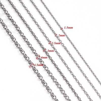 Choice Width 1.5mm-6mm Stainless Steel Cross O Chain Necklace for Women Men DIY Jewelry Thin Bracelet Necklace