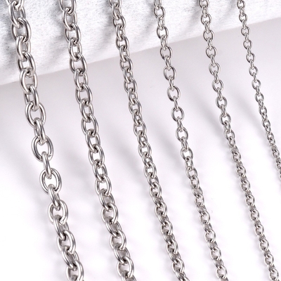 Choice Width 1.5mm-6mm Stainless Steel Cross O Chain Necklace for Women Men DIY Jewelry Thin Bracelet Necklace