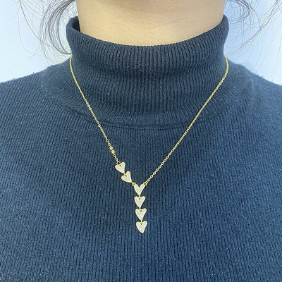 Multi-Heart Cold Wind Necklace Senior Light Luxury Design in S925 Sterling Silver