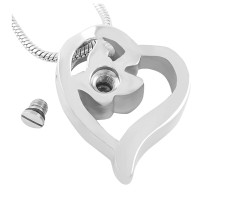 Crystal Butterfly Heart Keepsake Pendant Necklace Stainless Steel Cremation Ashes Urn