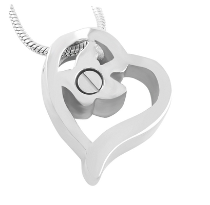 Crystal Butterfly Heart Keepsake Pendant Necklace Stainless Steel Cremation Ashes Urn