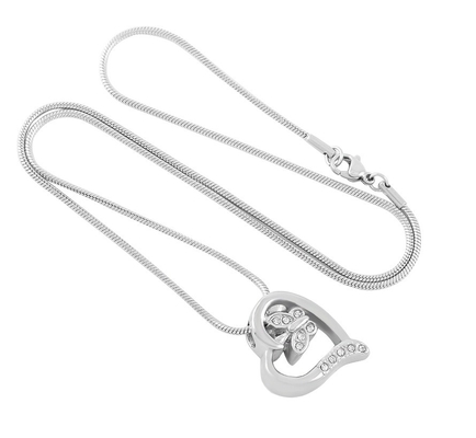Crystal Butterfly Heart Keepsake Pendant Necklace Stainless Steel Cremation Ashes Urn