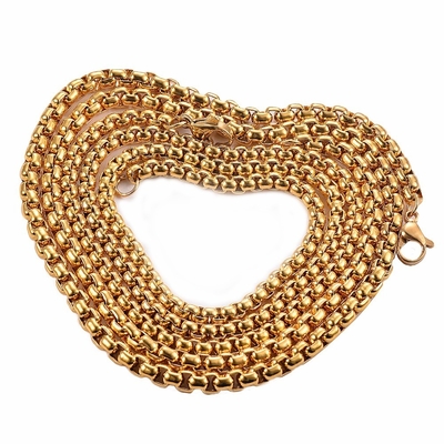CLASSIC Style 3.5mm/4mm Stainless Steel Square Pearl Chain Necklace for Unisex Pendant