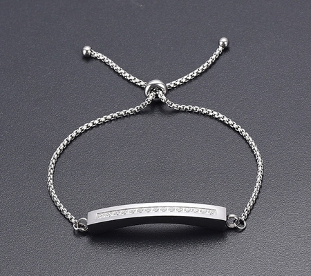 Silver/Gold/Rose Gold Black Memorial Bangle With Clear Stone Cremation Bracelet For Ashes