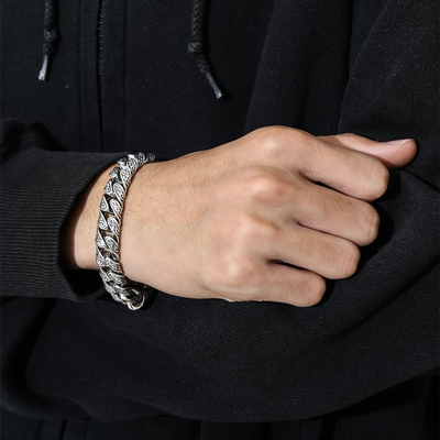 Colorful Tang Grass Bracelet in 925 Silver for Men Hip Hop Street Fashion Ethnic Style