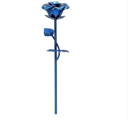 Long-Stem Blue Rose Flower Keepsake Urns Heart Cut Diamond Shape Memorials for Ashes