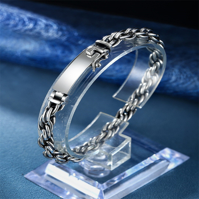 Contracted Twine 925 Silver Double Safety Buckle Pin Bracelet Perfect for Men and Women