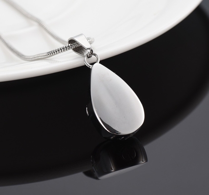 Stainless Steel Heart Water Drop Ashes Keepsake Cremation Pendant Necklace
