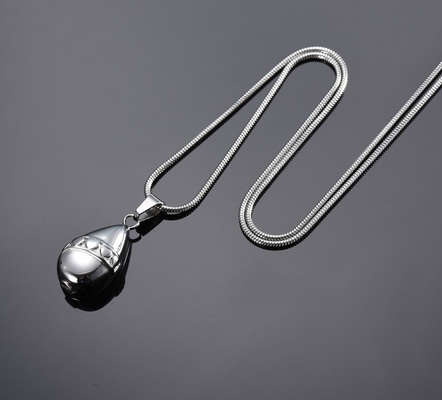 Stainless Steel Heart Water Drop Ashes Keepsake Cremation Pendant Necklace