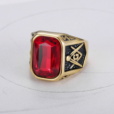 Europe or America AG Red Diamond Ring Silver Plated and Made of 316L Stainless Steel