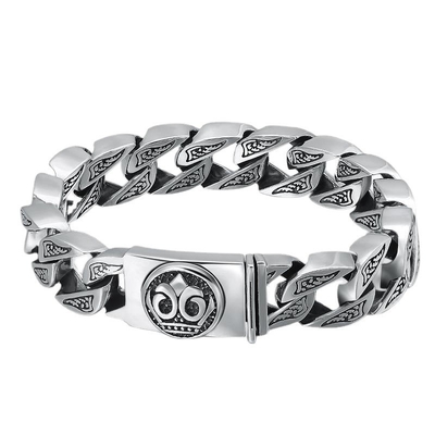 Ethnic Style S925 Sterling Silver Ring Buckle Bracelet for Men's Domineer Personality