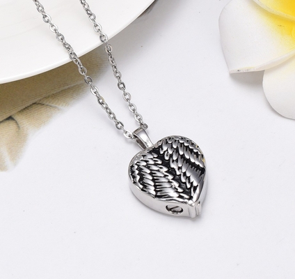 Stainless Steel Heart Wing Feather Cremation Pendant Necklace Unique Designs for Women