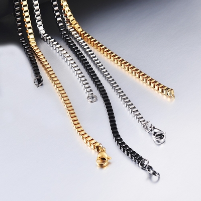 Europe and US Cross-Border Necklace Titanium Steel Square Box Pendant Collarbone Chain
