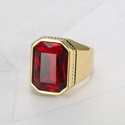European and American Fashion Smooth Square Gemstone Ring for Men's Creative Jewelry