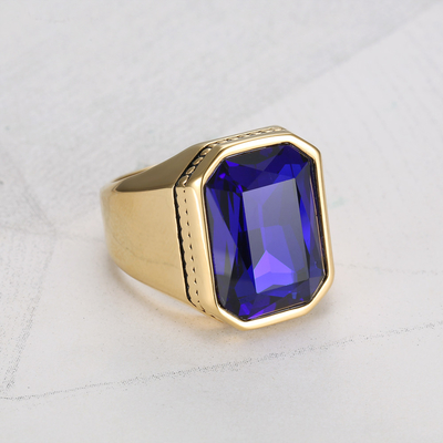 European and American Fashion Smooth Square Gemstone Ring for Men's Creative Jewelry