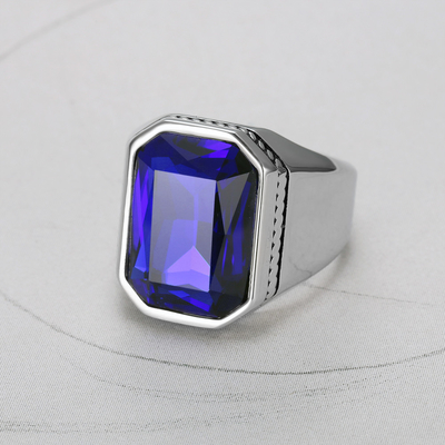European and American Fashion Smooth Square Gemstone Ring for Men's Creative Jewelry