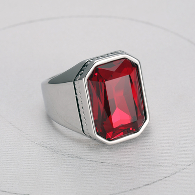 European and American Fashion Smooth Square Gemstone Ring for Men's Creative Jewelry