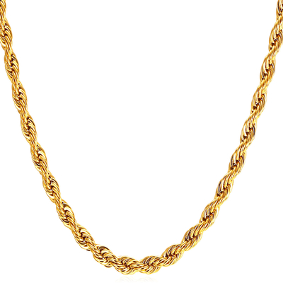 Twisted Rope Necklace Collarbone Chain Stainless Steel Multi-spec Size Hip Hop Twist