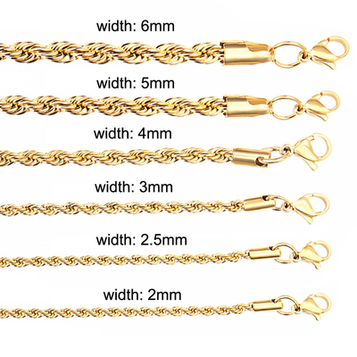 Twisted Rope Necklace Collarbone Chain Stainless Steel Multi-spec Size Hip Hop Twist