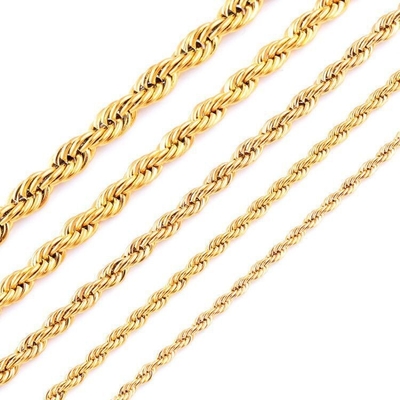 Twisted Rope Necklace Collarbone Chain Stainless Steel Multi-spec Size Hip Hop Twist