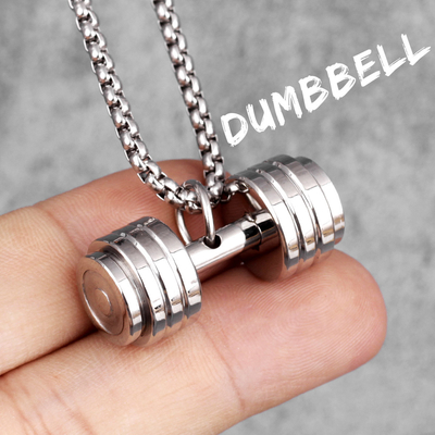 Pendant Jewelry Type Gold Black Dumbbell Fitness Men Necklaces Pendants Chain for Male