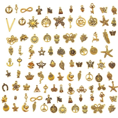 Unisex Vintage Alloy Necklace Earrings Handmade DIY Mobile Phone Case Pendant Material