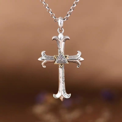 Men's and Women's Eye of God Cross Pendant in High Fashion S925 Silver with Diamond Shape