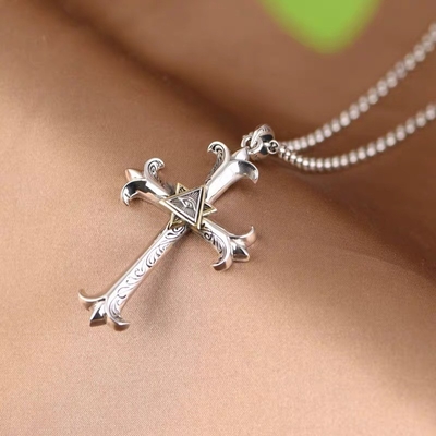 Men's and Women's Eye of God Cross Pendant in High Fashion S925 Silver with Diamond Shape