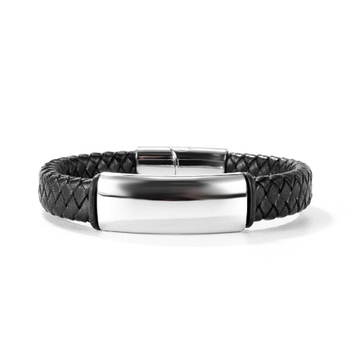 European and American Men's Retro Titanium Steel Leather Bracelet A Fashion Statement
