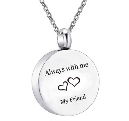 Stainless Steel Cremation Round Urn Necklace for Men's and Women's Ashes Jewelry