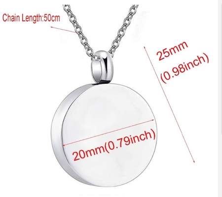 Stainless Steel Cremation Round Urn Necklace for Men's and Women's Ashes Jewelry